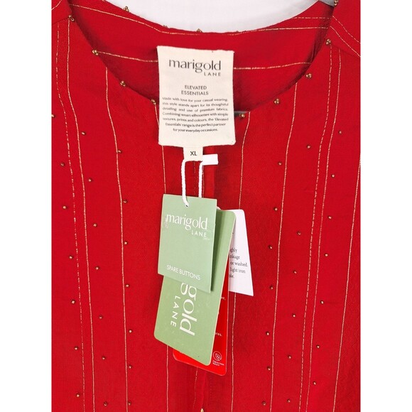 Marigold Lane Red Gold Striped Tunic Size XL NWT - Picture 5 of 11